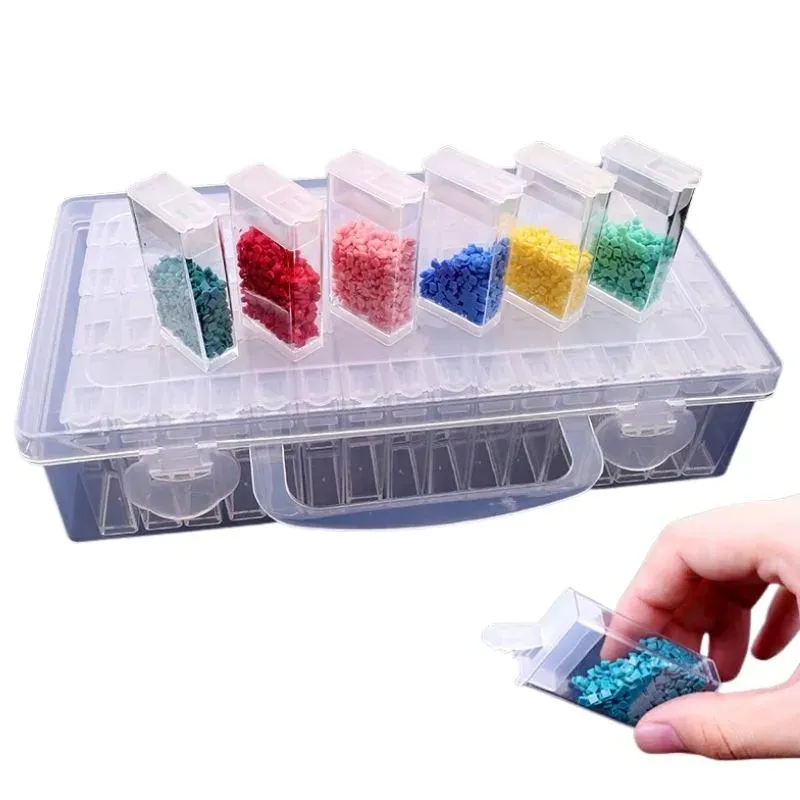 Boîte de rangement XL pour diamants de broderie diamant 64 compartiments