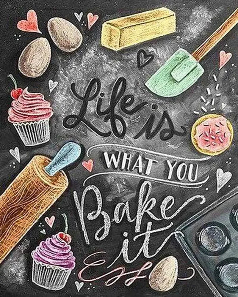 Broderie diamant Affiche cuisine - 40x50 cm