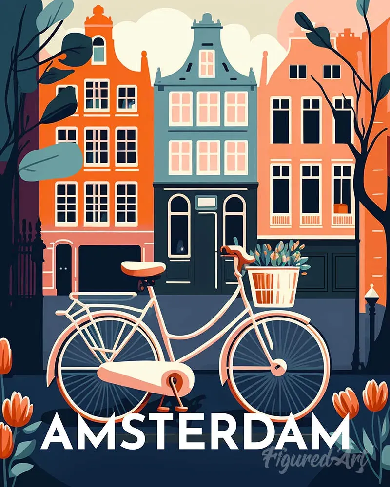 Broderie diamant Affiche Poster Amsterdam - 40x50 cm