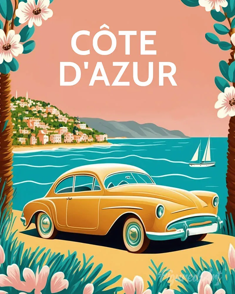 Broderie diamant Affiche Poster Côte d'Azur