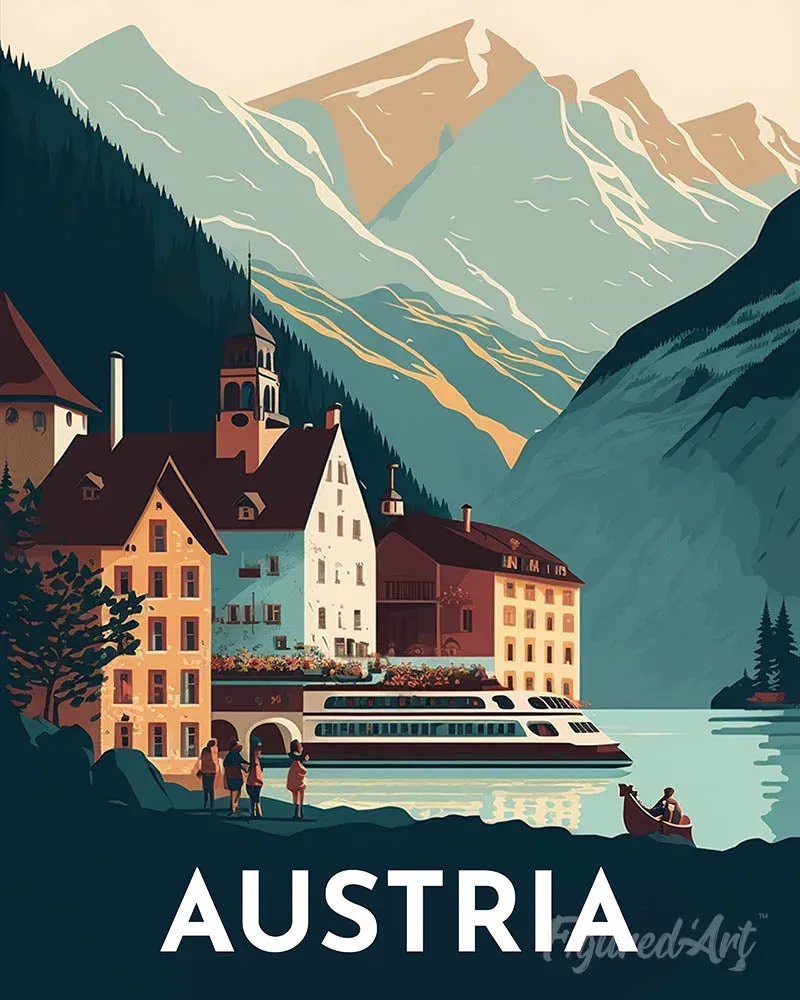 Broderie diamant Affiche Poster Hallstatt