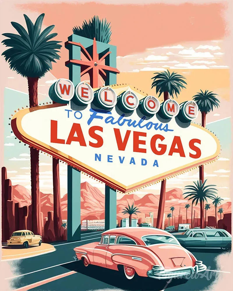 Broderie diamant Affiche Poster Las Vegas - 40x50 cm