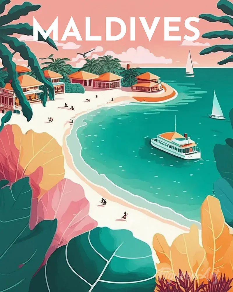 Broderie diamant Affiche Poster Maldives