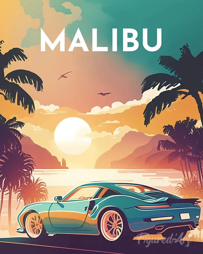 Broderie diamant Affiche Poster Malibu