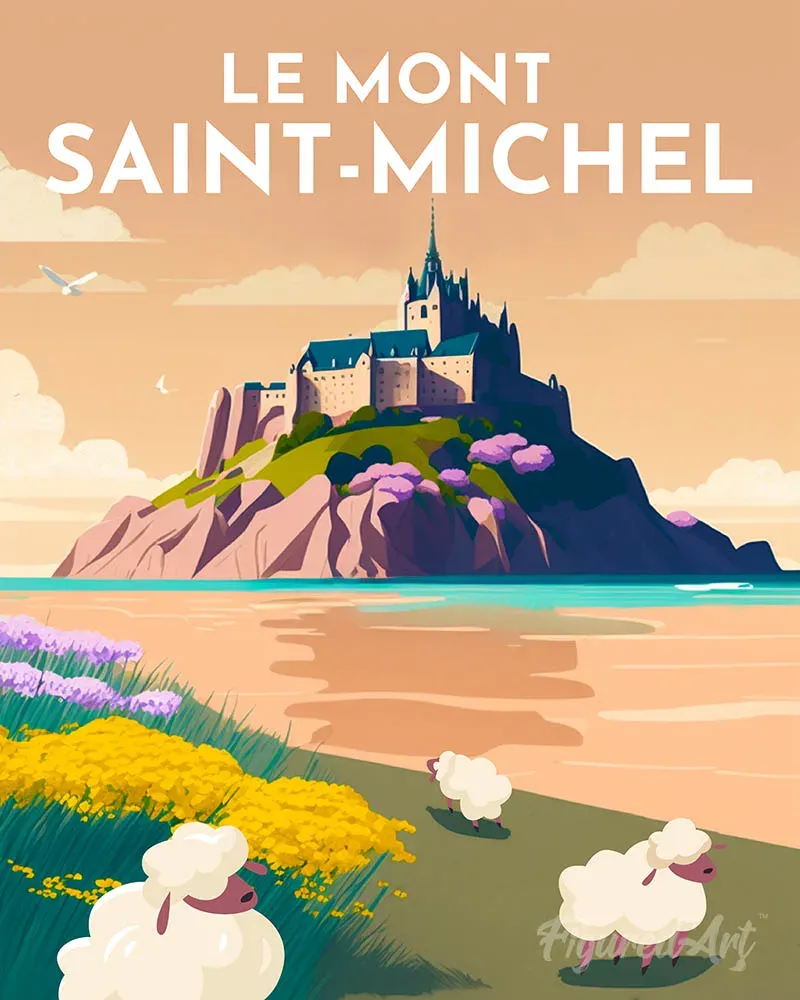 Broderie diamant Affiche Poster Mont Saint-Michel - 20x25 cm