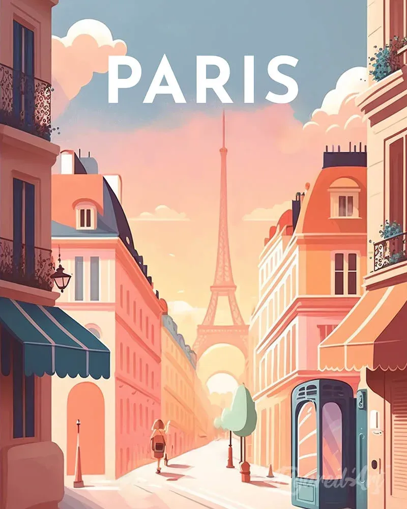 Broderie diamant Affiche Poster Paris - 20x25 cm