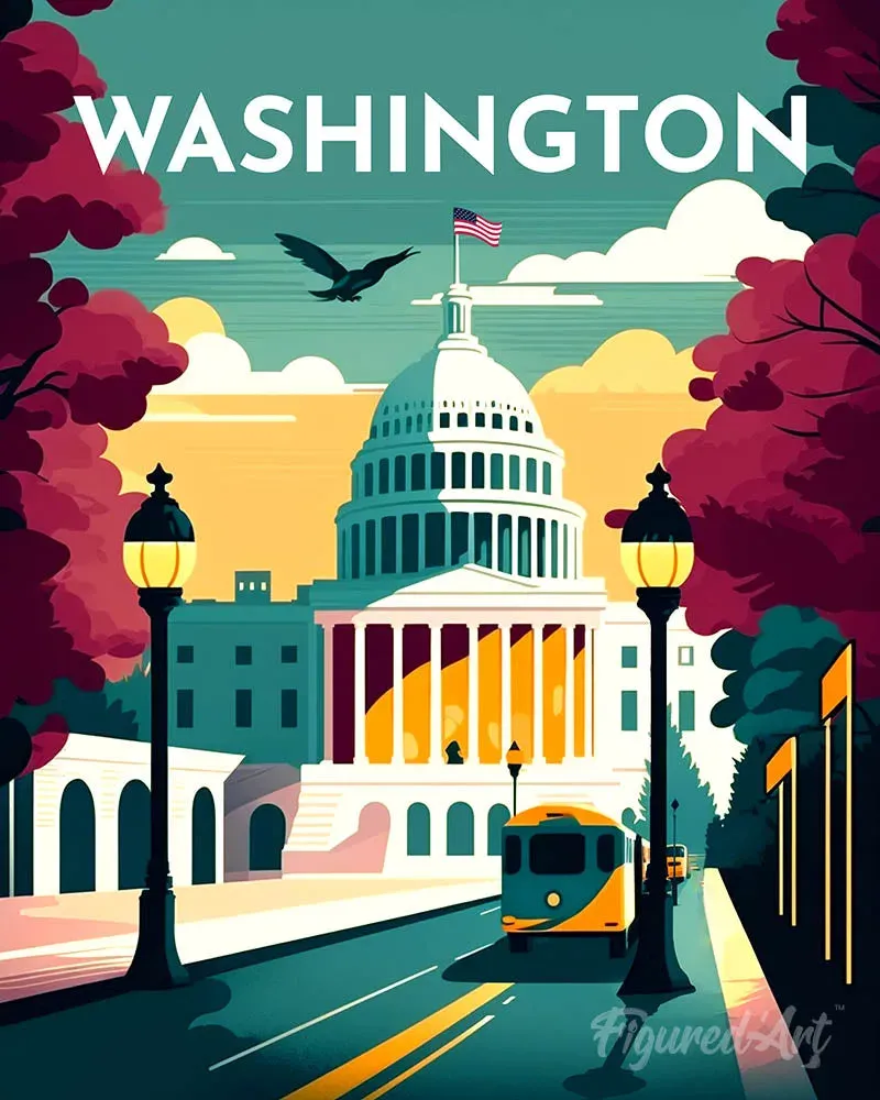Broderie diamant Affiche Poster Washington