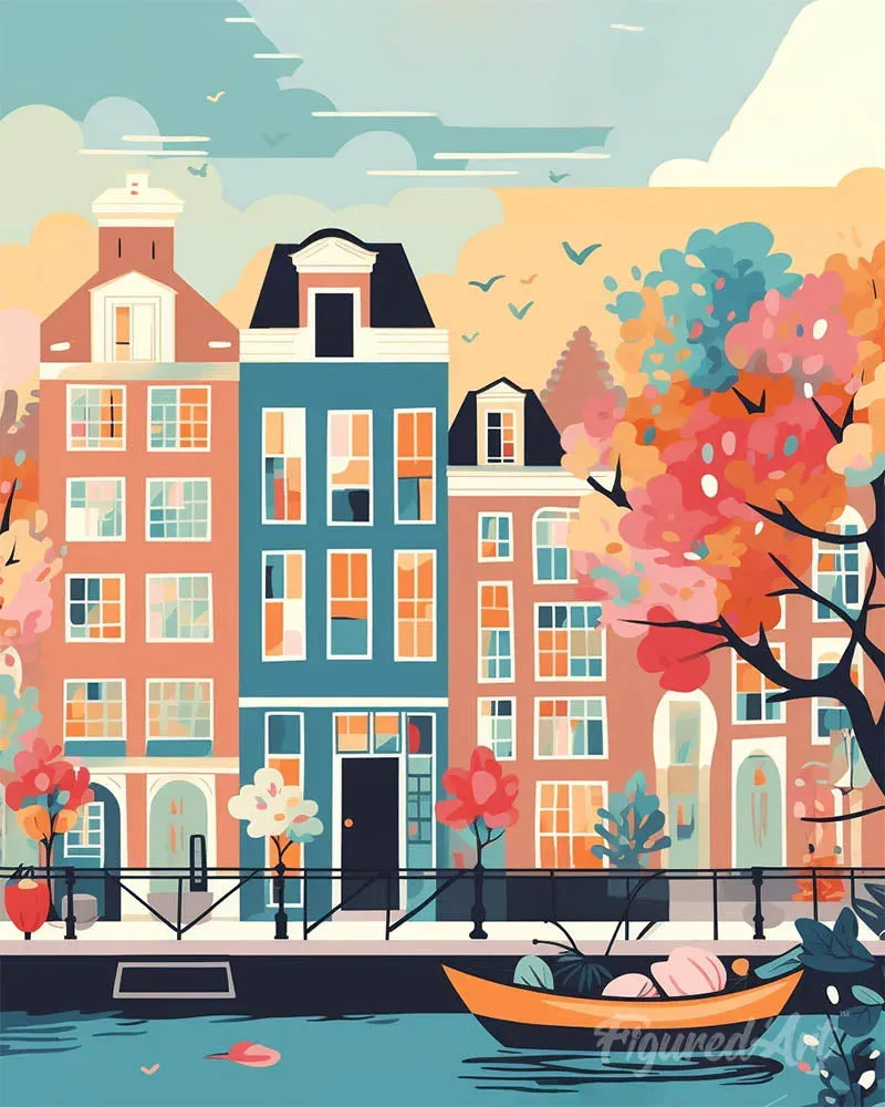 Broderie diamant Amsterdam en fleurs
