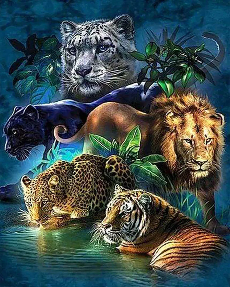 Broderie diamant Animaux de la Jungle - Kit complet Mille Facettes