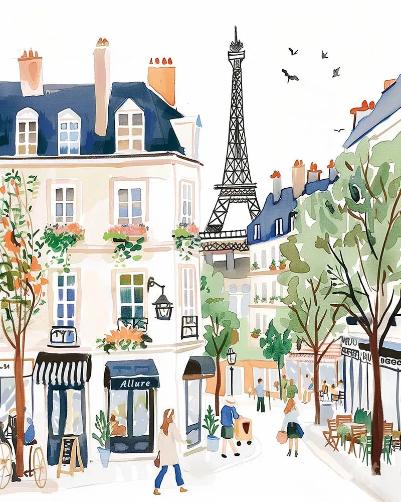 Broderie diamant Aquarelle Rue de Paris