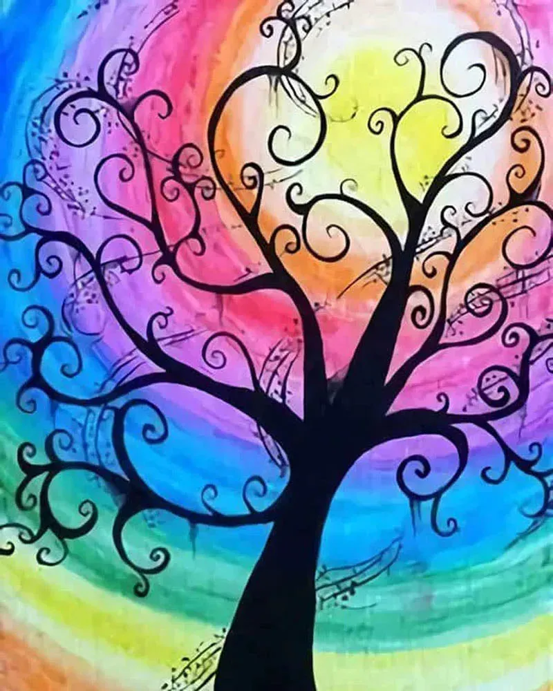 Broderie diamant Arbre et dégradés de Couleurs