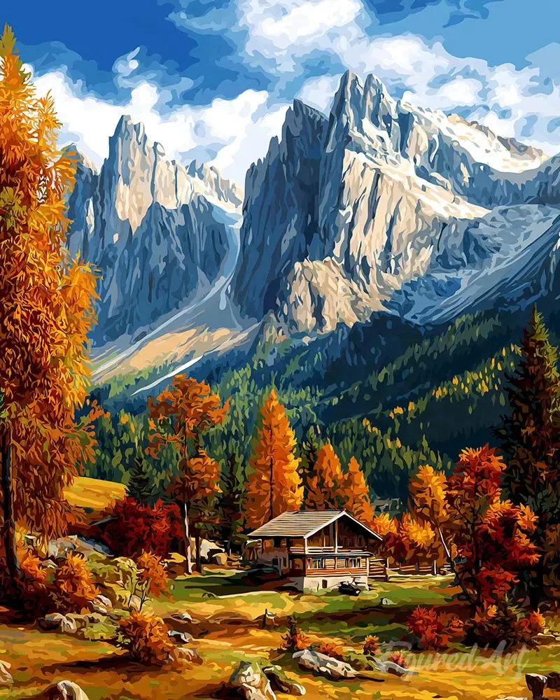 Broderie diamant Automne dans les Dolomites