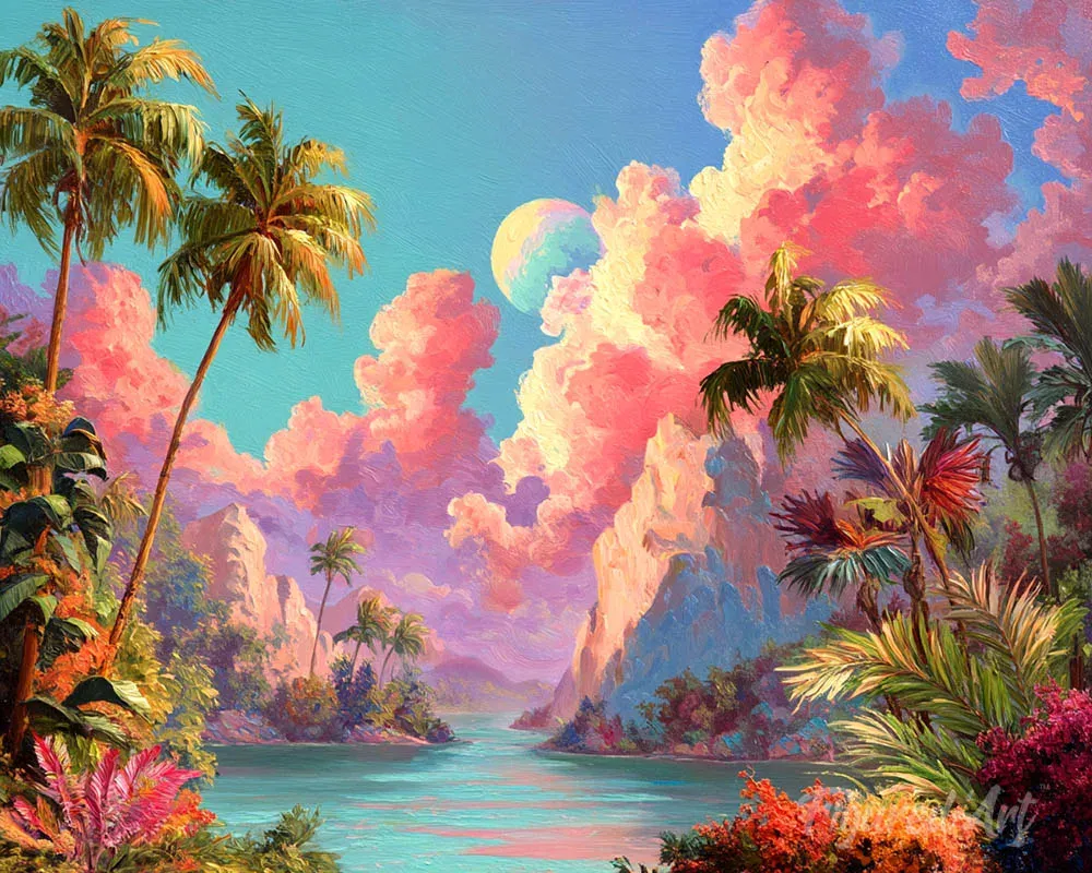 Broderie diamant Baie de rêve tropicale