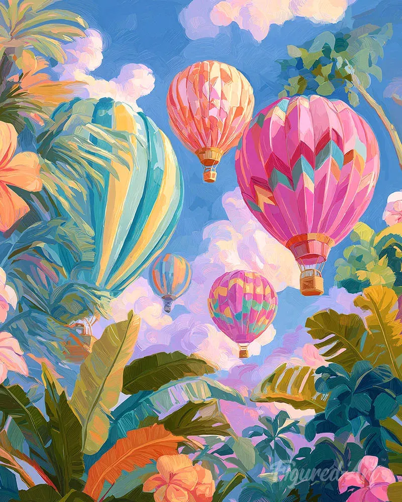 Broderie diamant Ballons célestes de la Jungle