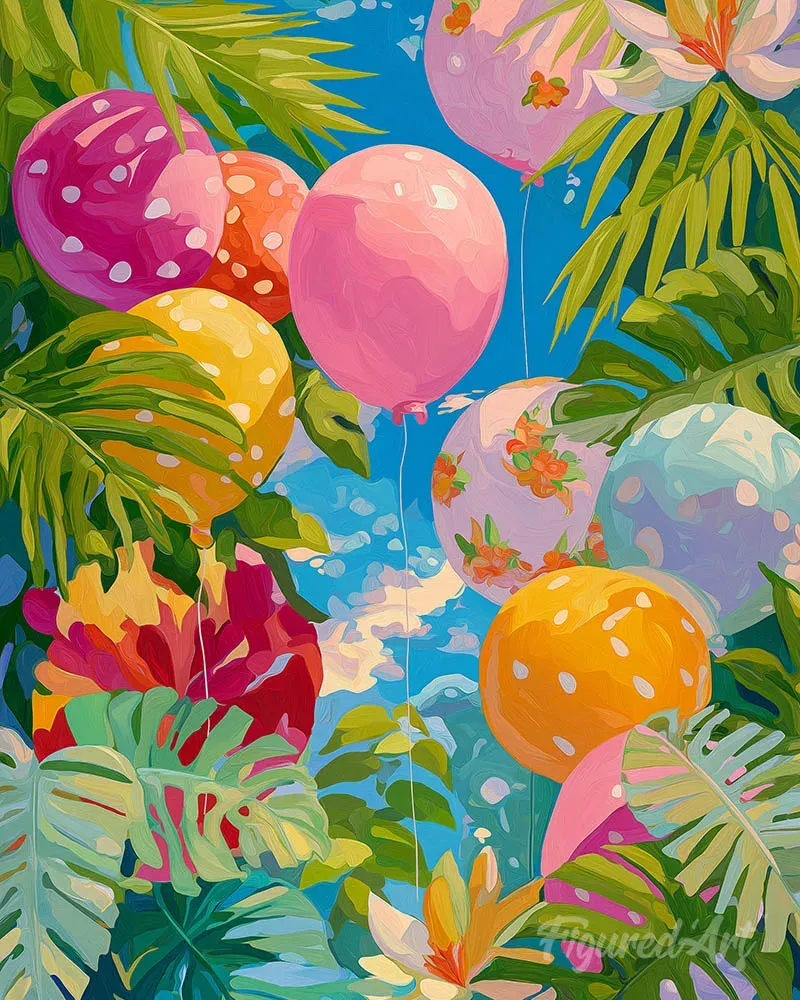 Broderie diamant Ballons de la jungle