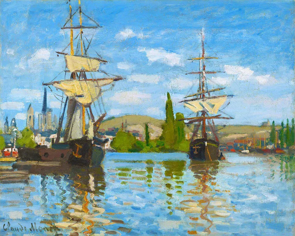 Broderie diamant Bateaux Navigant sur la Seine à Rouen - Monet