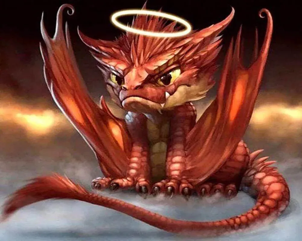 Broderie diamant Bébé Dragon Rouge