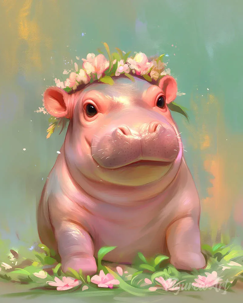 Broderie diamant Bébé Fille Hippopotame