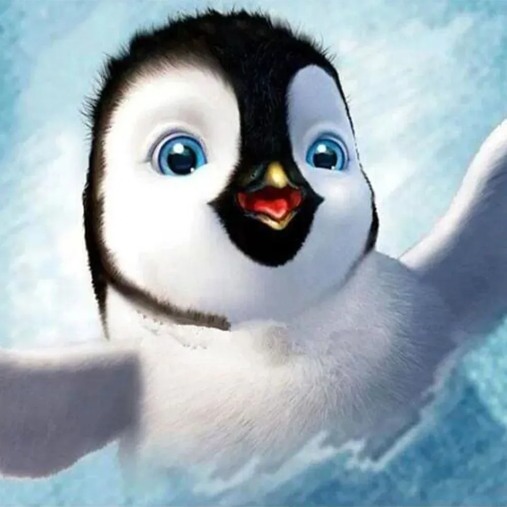 Bébé pingouin en broderie diamant - Douceur polaire à créer