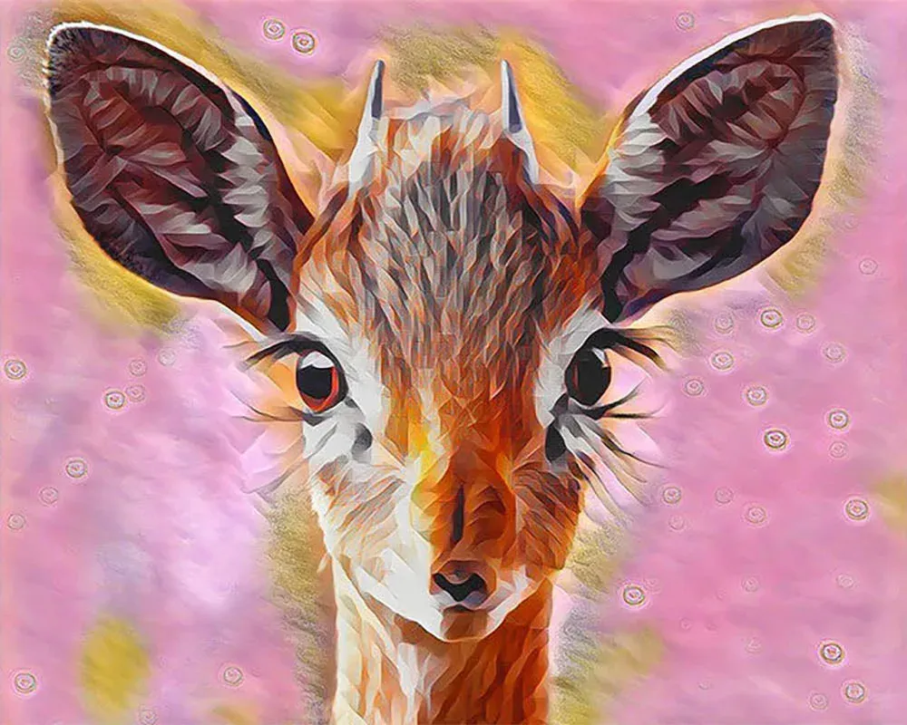 Broderie diamant Biche mignonne - Élégance animale en diamants