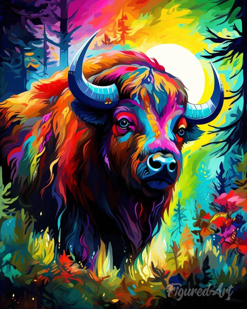 Broderie diamant Bison Coloré Abstrait