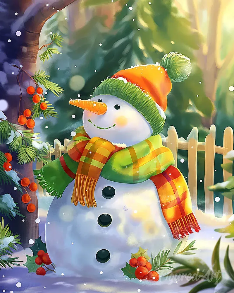 Broderie diamant Bonhomme de Neige Joyeux - 40x50 cm