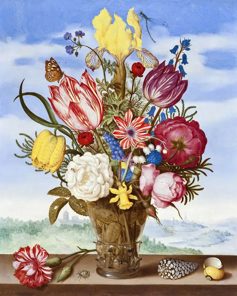 Broderie diamant Bouquet de Fleurs - Ambrosius Bosschaert - 20x25 cm