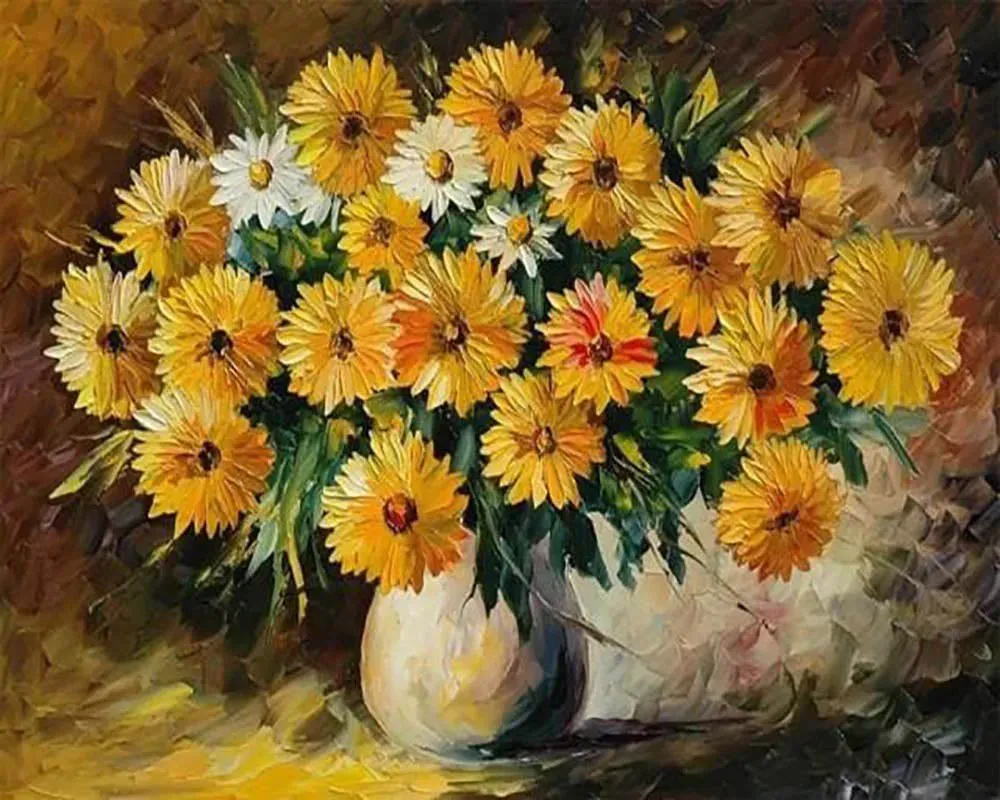 Broderie diamant Bouquet de Fleurs jaunes