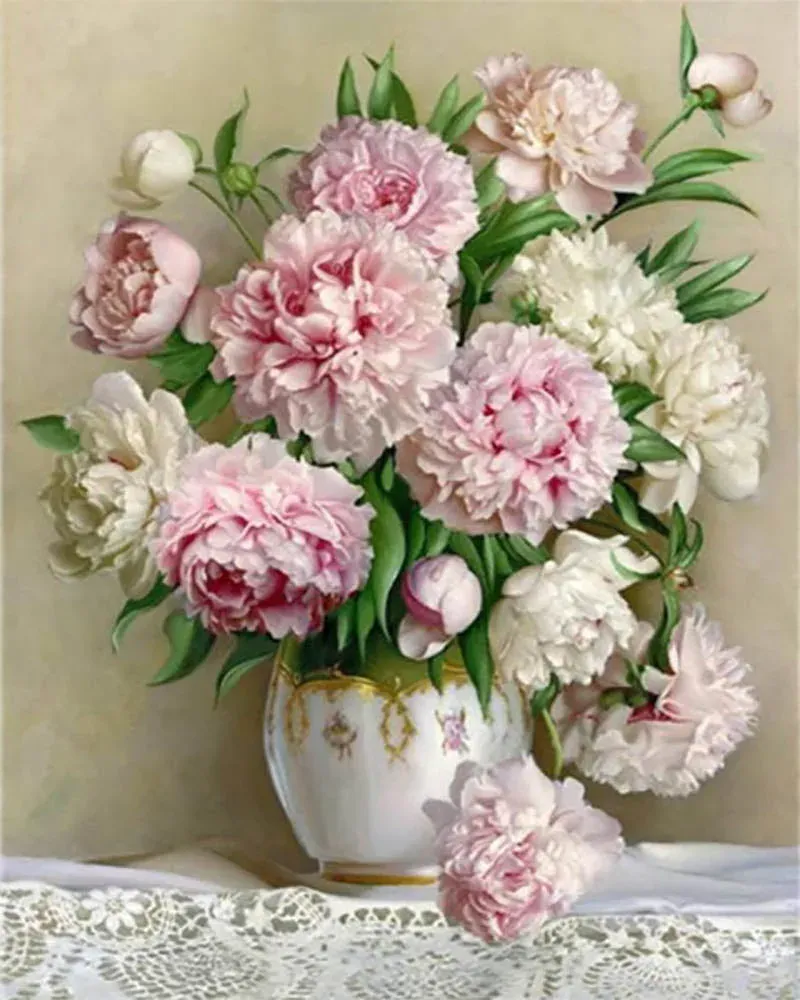 Broderie diamant Bouquet de Pivoines