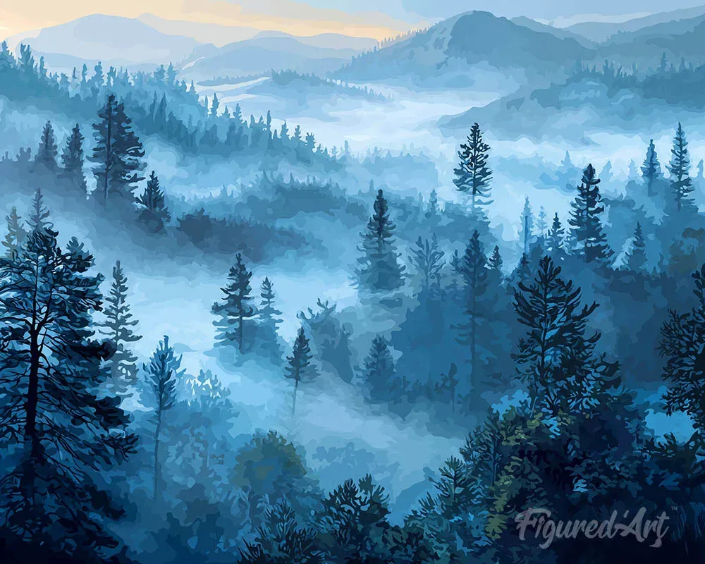 Broderie diamant Brume dans les Pins