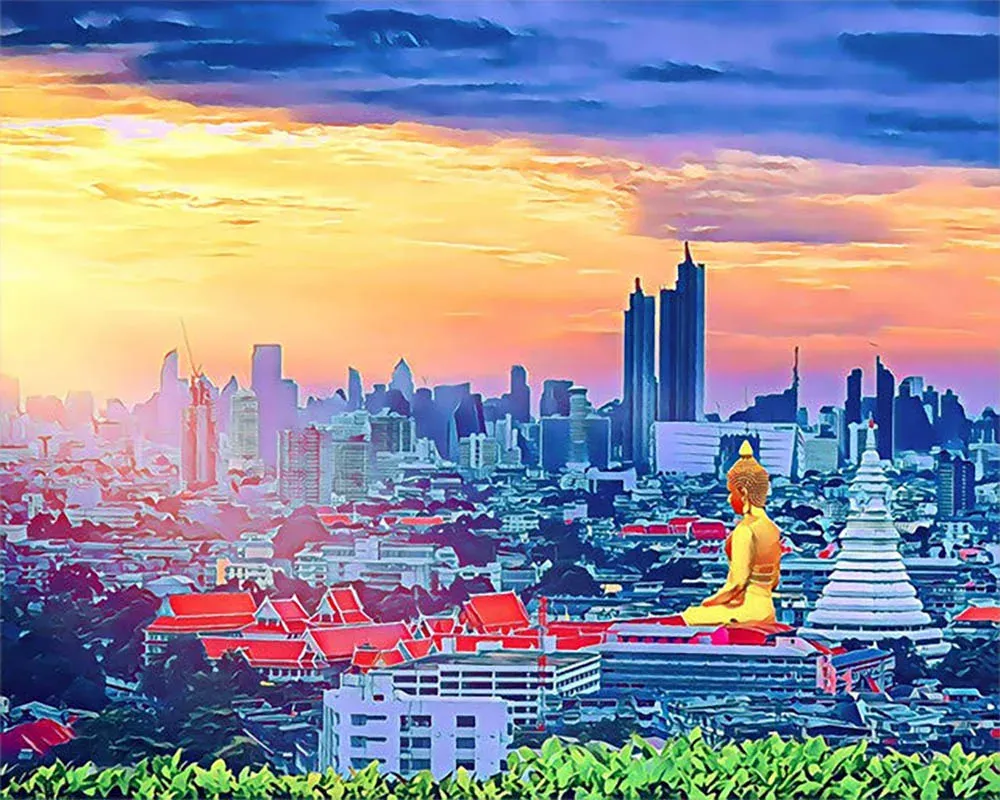 Broderie diamant Buddha Bangkok - 20x25 cm