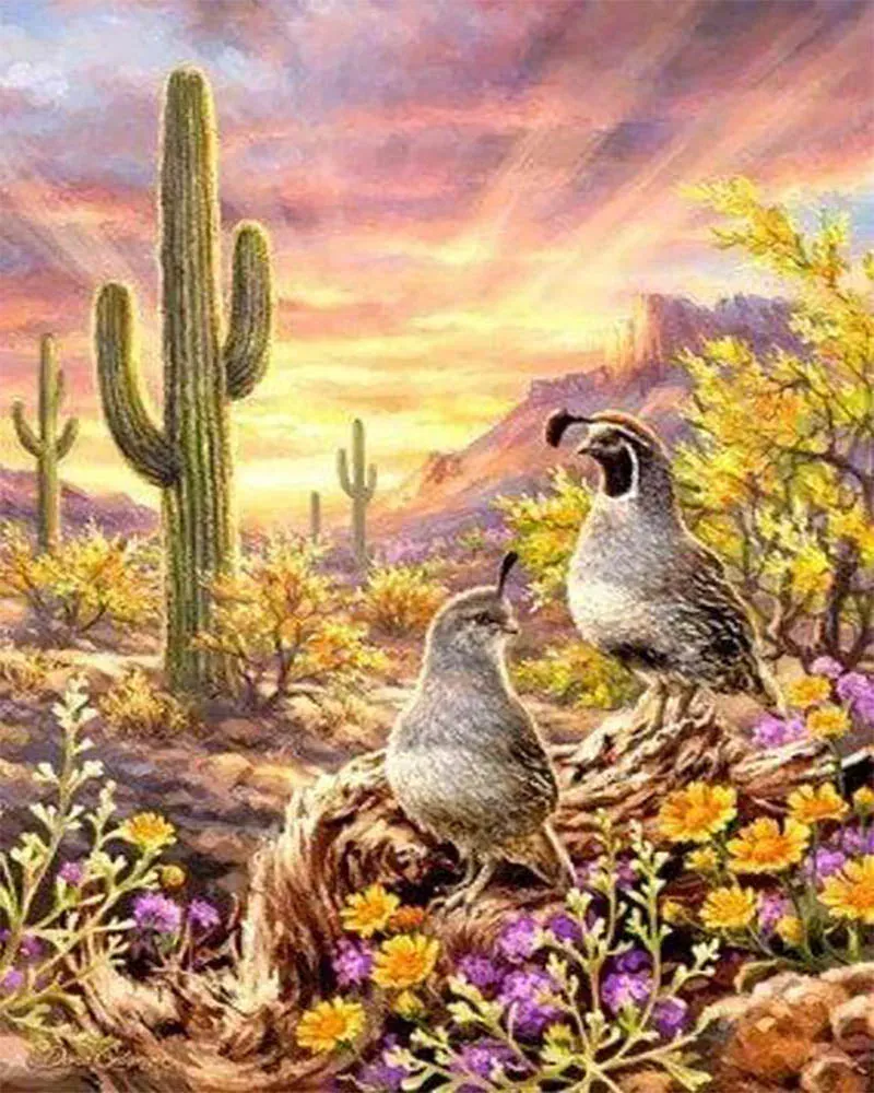 Broderie diamant Cactus et Animaux