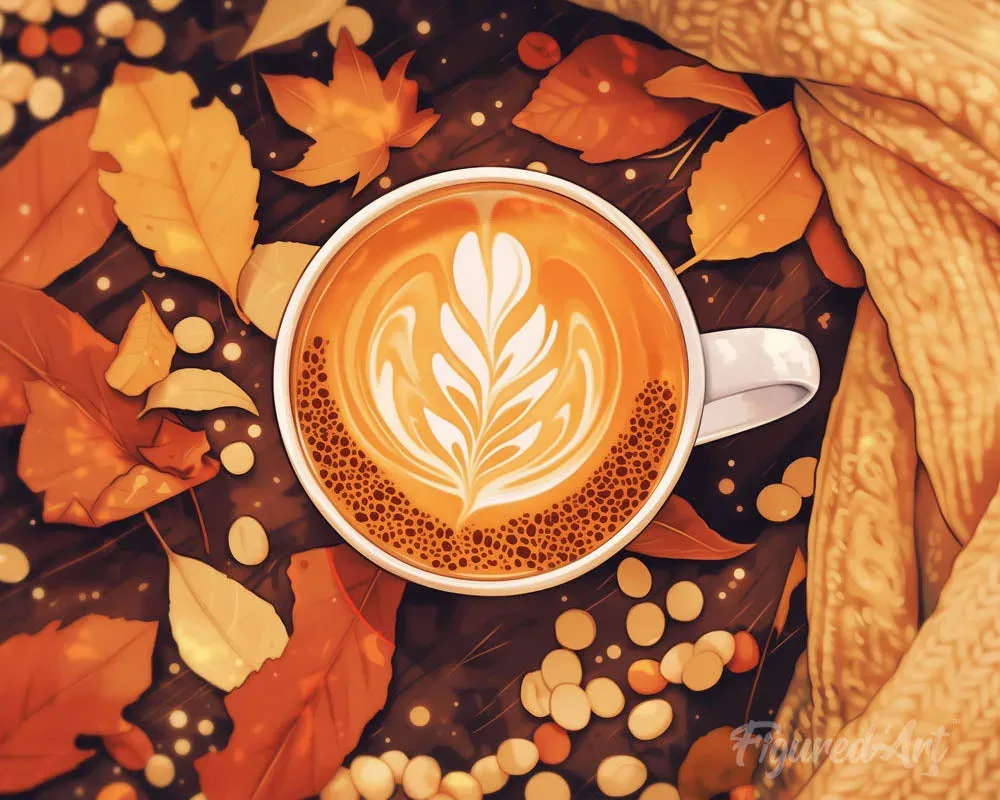 Broderie diamant Café au lait en Automne