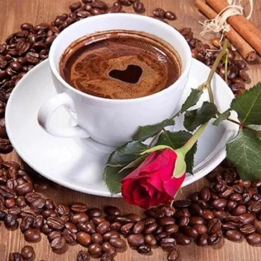 Broderie diamant Café et Rose
