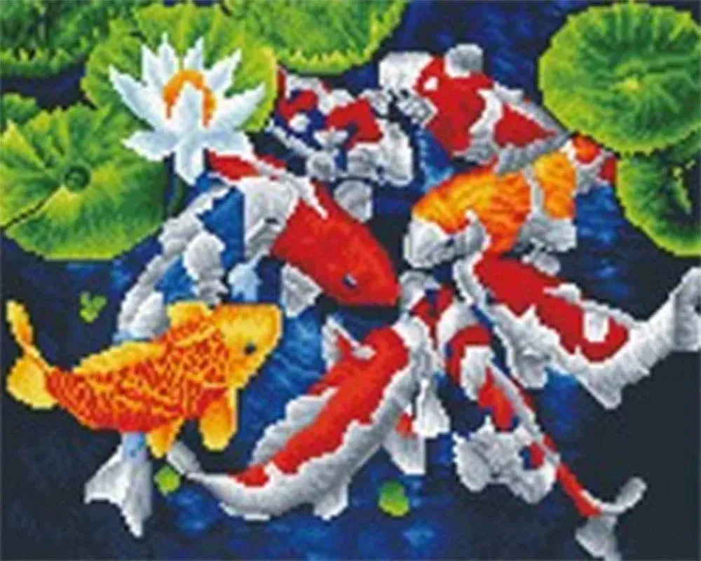 Broderie diamant Carpes Koi japonaises