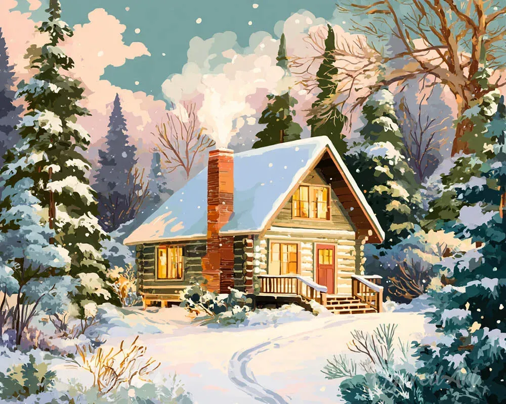 Broderie diamant Chalet d’Hiver