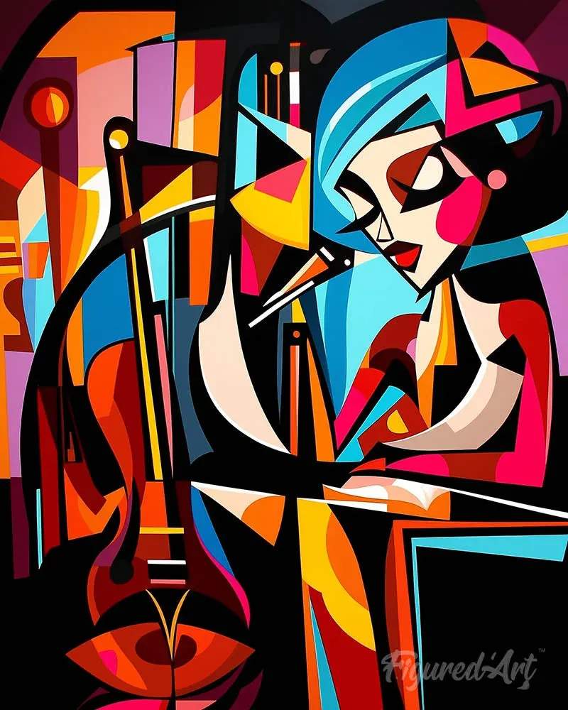 Broderie diamant Chanteuse de Jazz Abstraite Éclatante