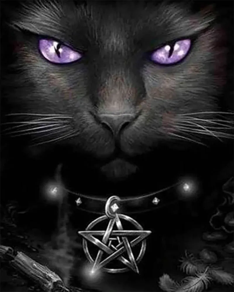 Broderie diamant Chat aux Yeux violets