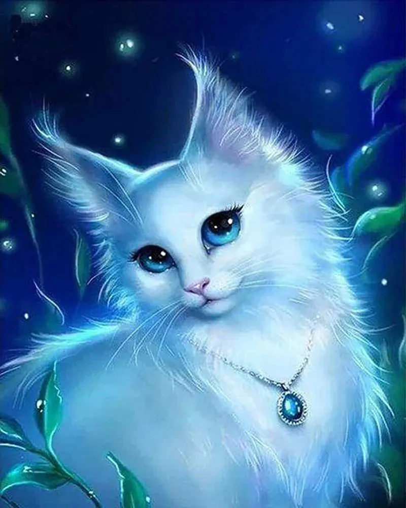 Broderie diamant Chat et collier