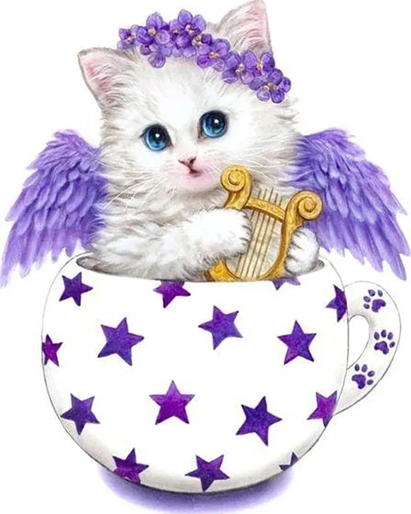 Broderie diamant Chaton dans une Tasse