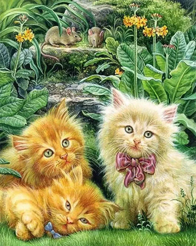 Broderie diamant Chatons Amicaux - Tendresse féline en diamants