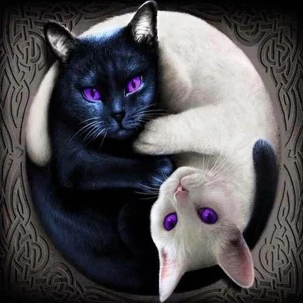 Broderie diamant Chats Yin et Yang