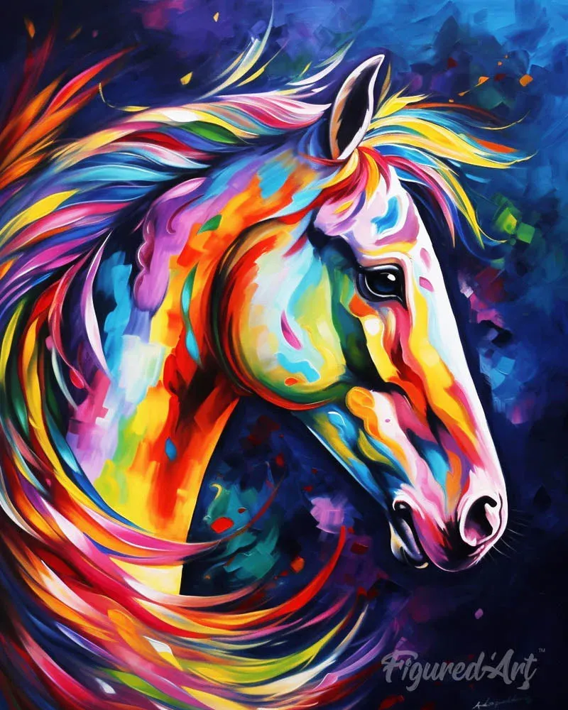 Broderie diamant Cheval Coloré Abstrait