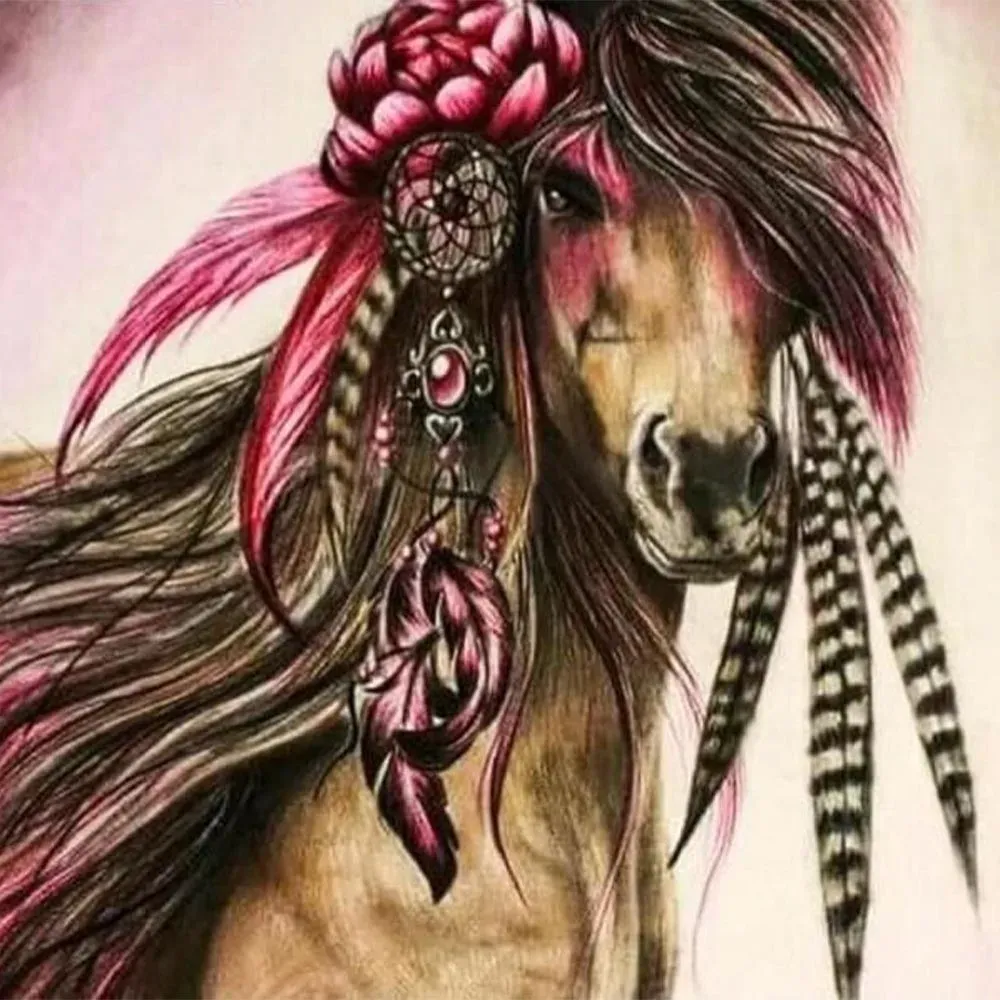Broderie diamant cheval de fête - Élégance équine en cristaux