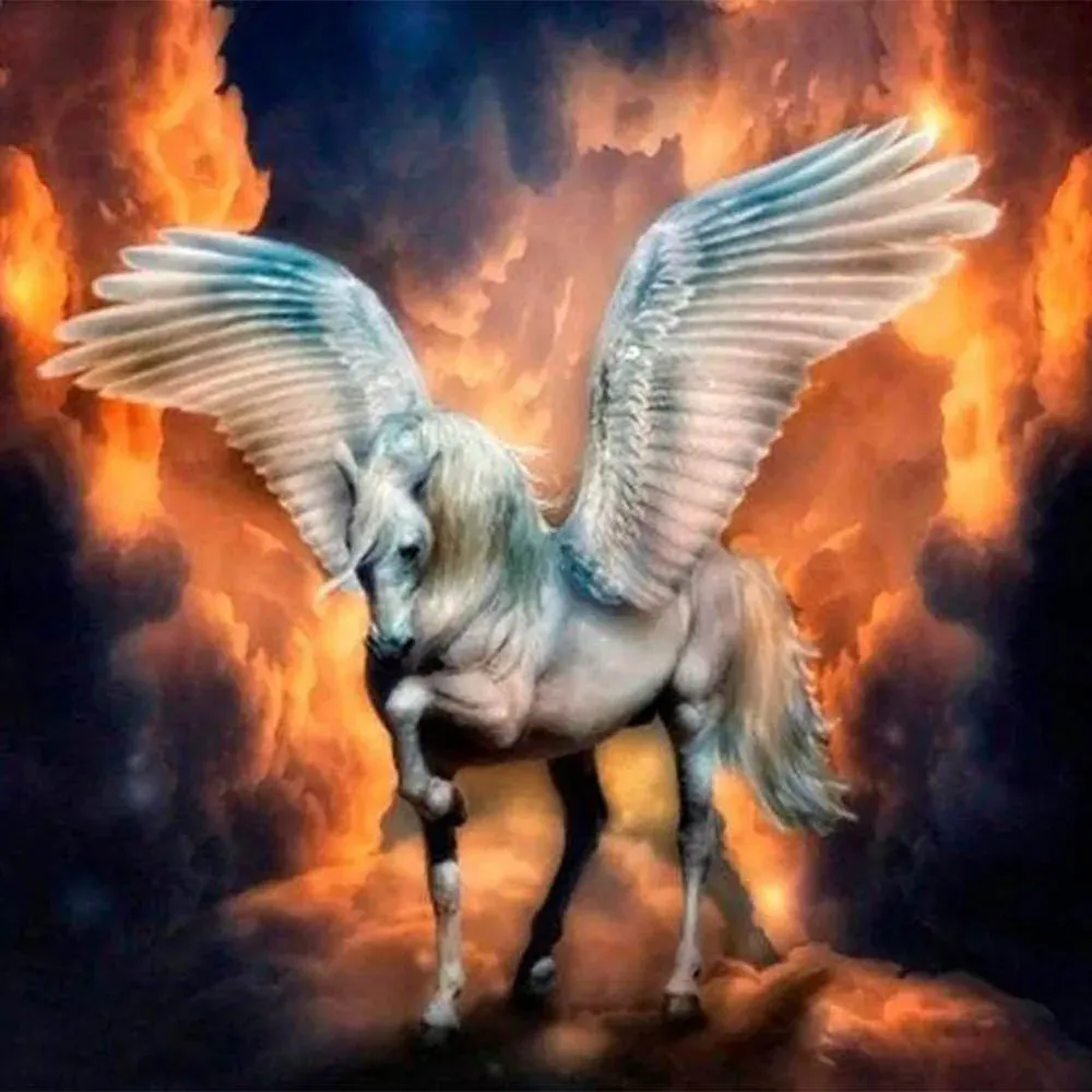 Cheval volant en broderie diamant - Merveille fantastique à créer