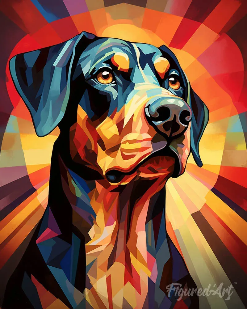 Broderie diamant chien Art Déco - Élégance géométrique et raffinement