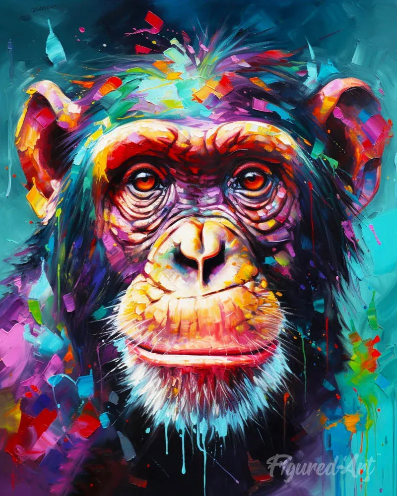 Broderie diamant Chimpanzé Coloré Abstrait