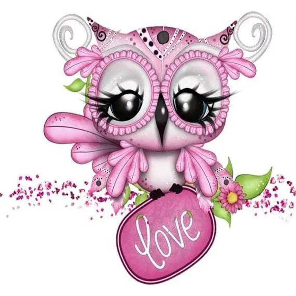 Broderie diamant Chouette Love
