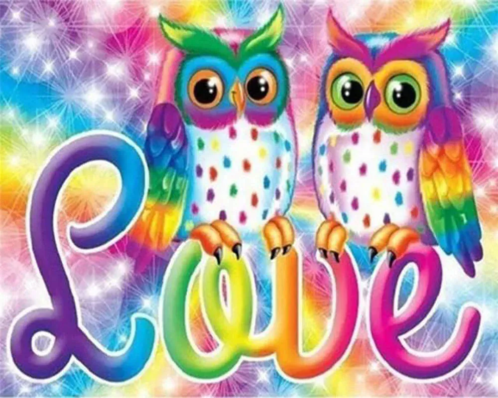 Broderie diamant Chouettes Love