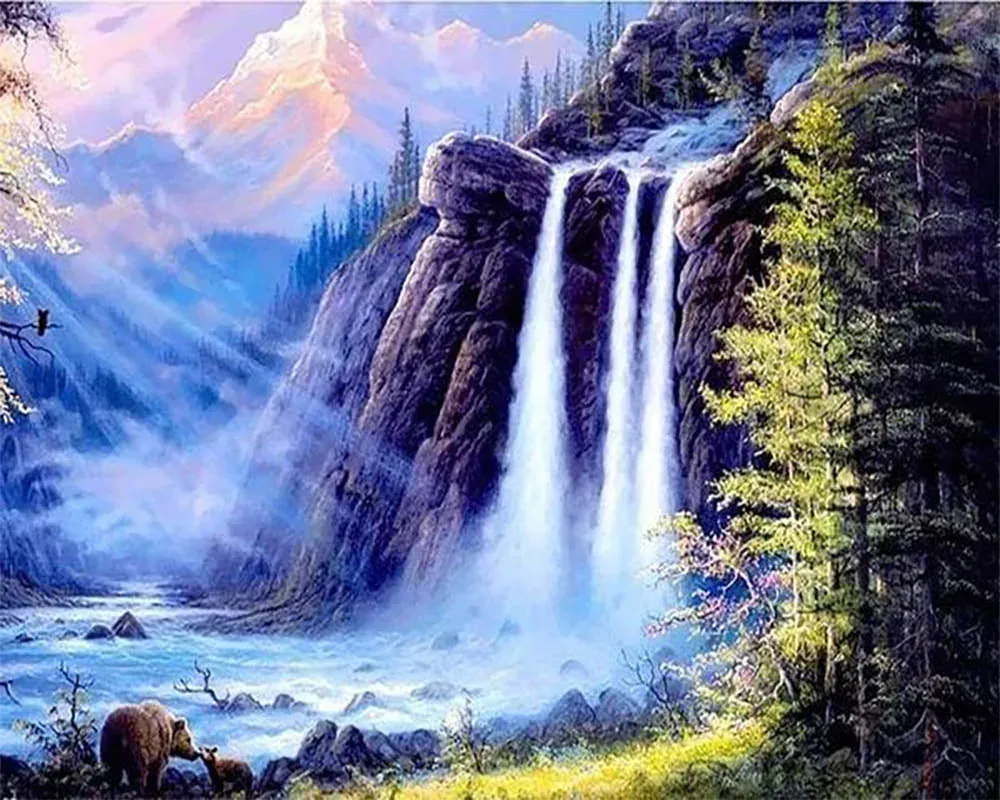 Broderie diamant Chute de Montagne